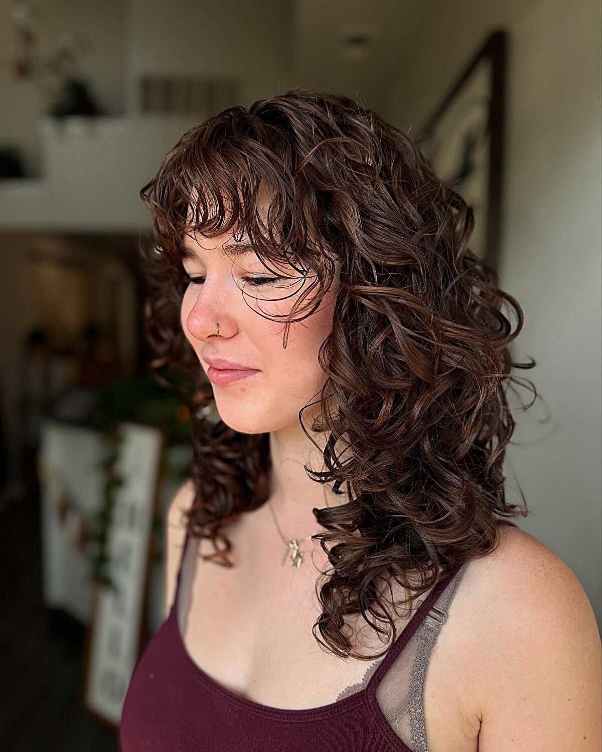 Effortless Curly Fringe with Volume